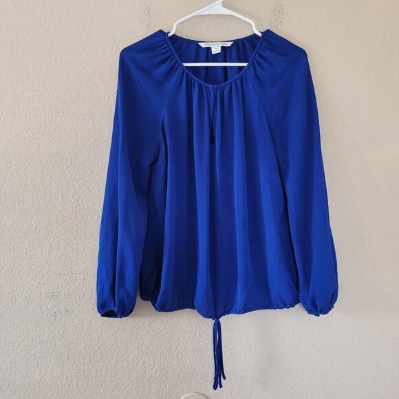Diane Von Furstenberg Tops - Diane Von Furstenberg Womens Blouse 100% Silk Blue Elegant Size M Medium